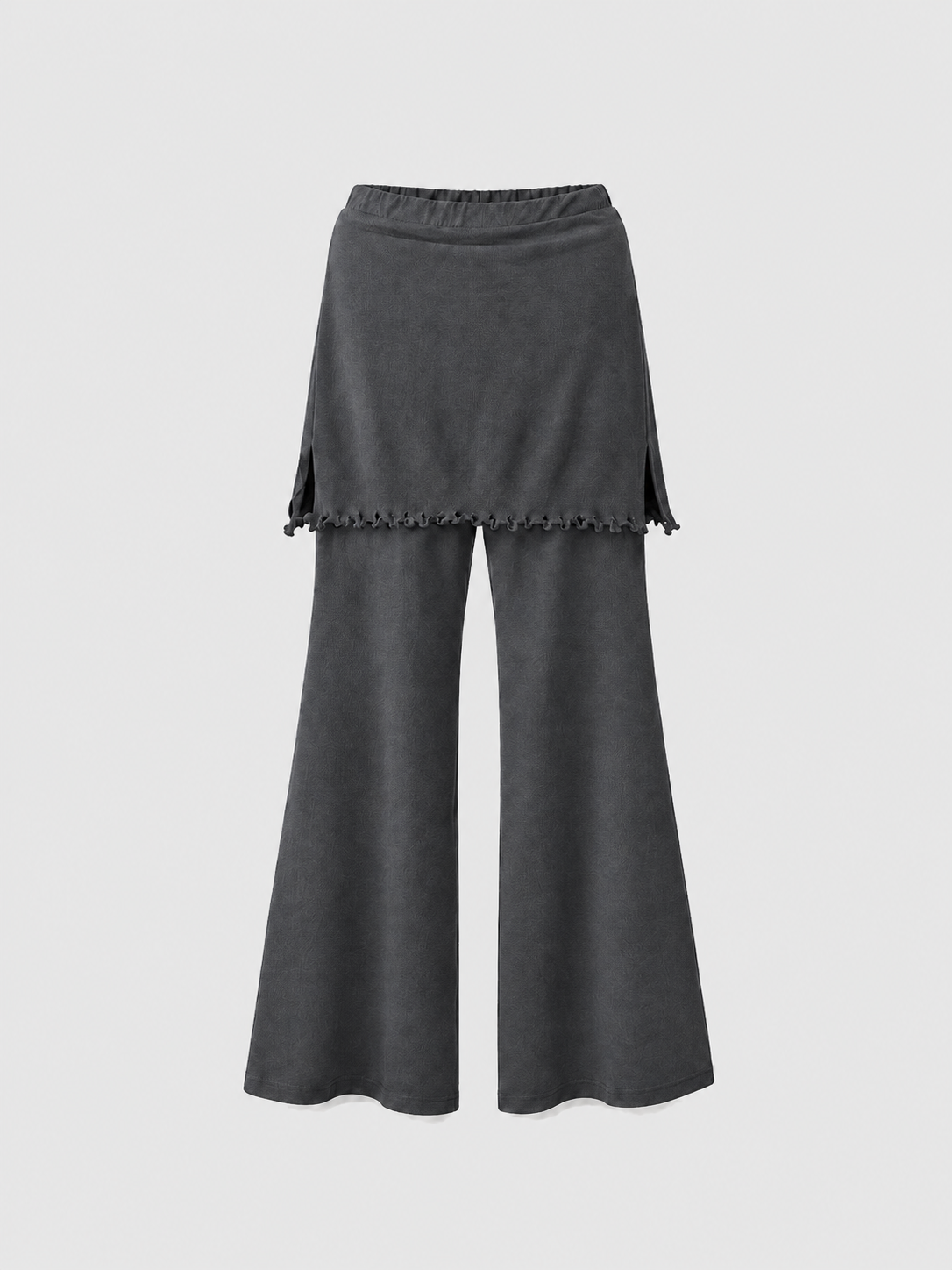 Brick Lane Ribbed Knit Flared Maxi Pants - Charcoal