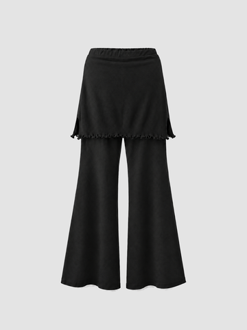 Brick Lane Foldover Waist Straight-Leg Maxi Pants - Black