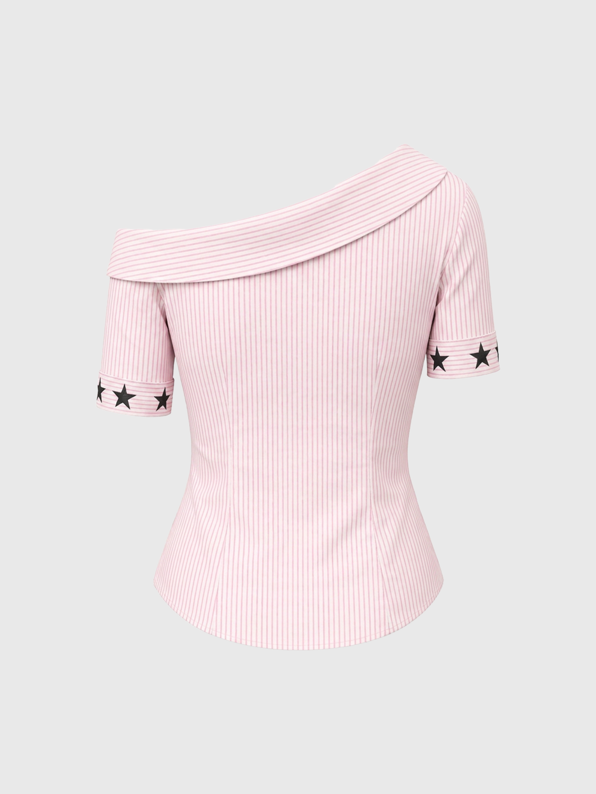 Brick Lane Asymmetric Star Jersey Style Off Shoulder Top - Pink