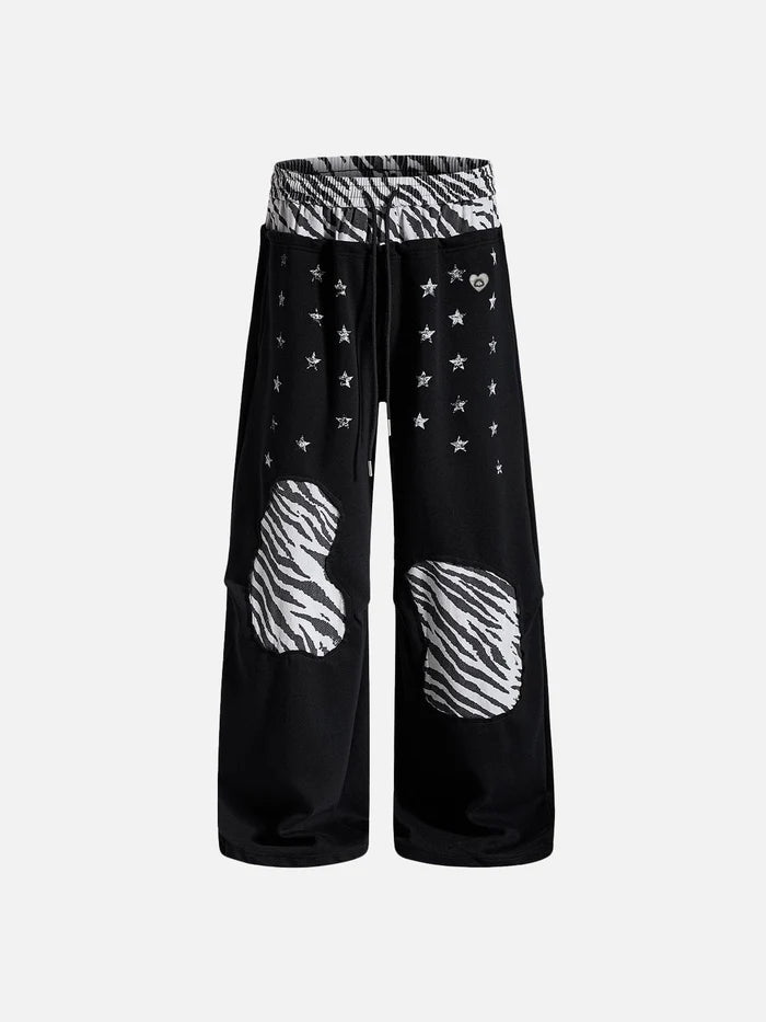 Co-ed Dorm Wide-leg Butterfly Print Maxi Pants - Black