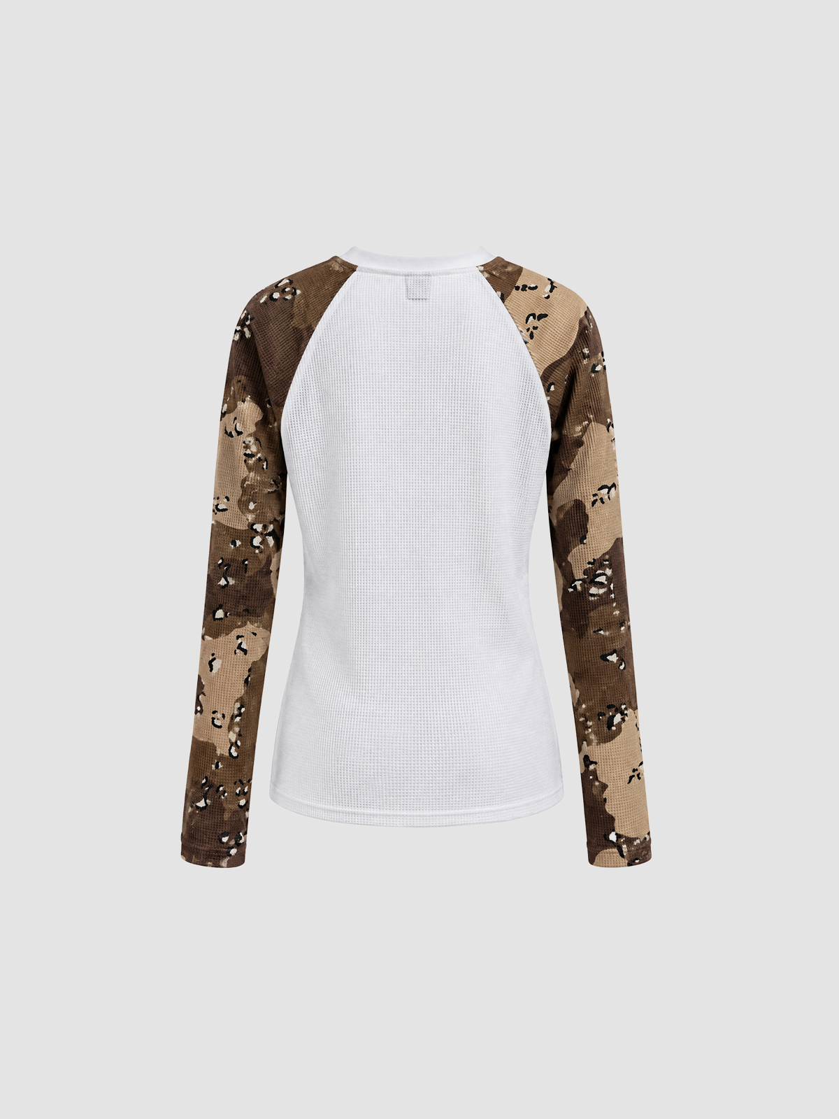 Brick Lane Graphic Print Contrast Raglan Long Sleeve Tee - Off-White/Brown