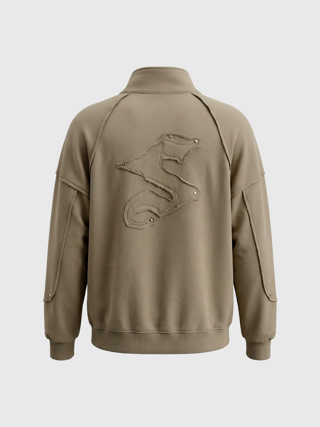 Co-ed Dorm Baggy Quarter Zip Pullover Sweatshirt - Brown
