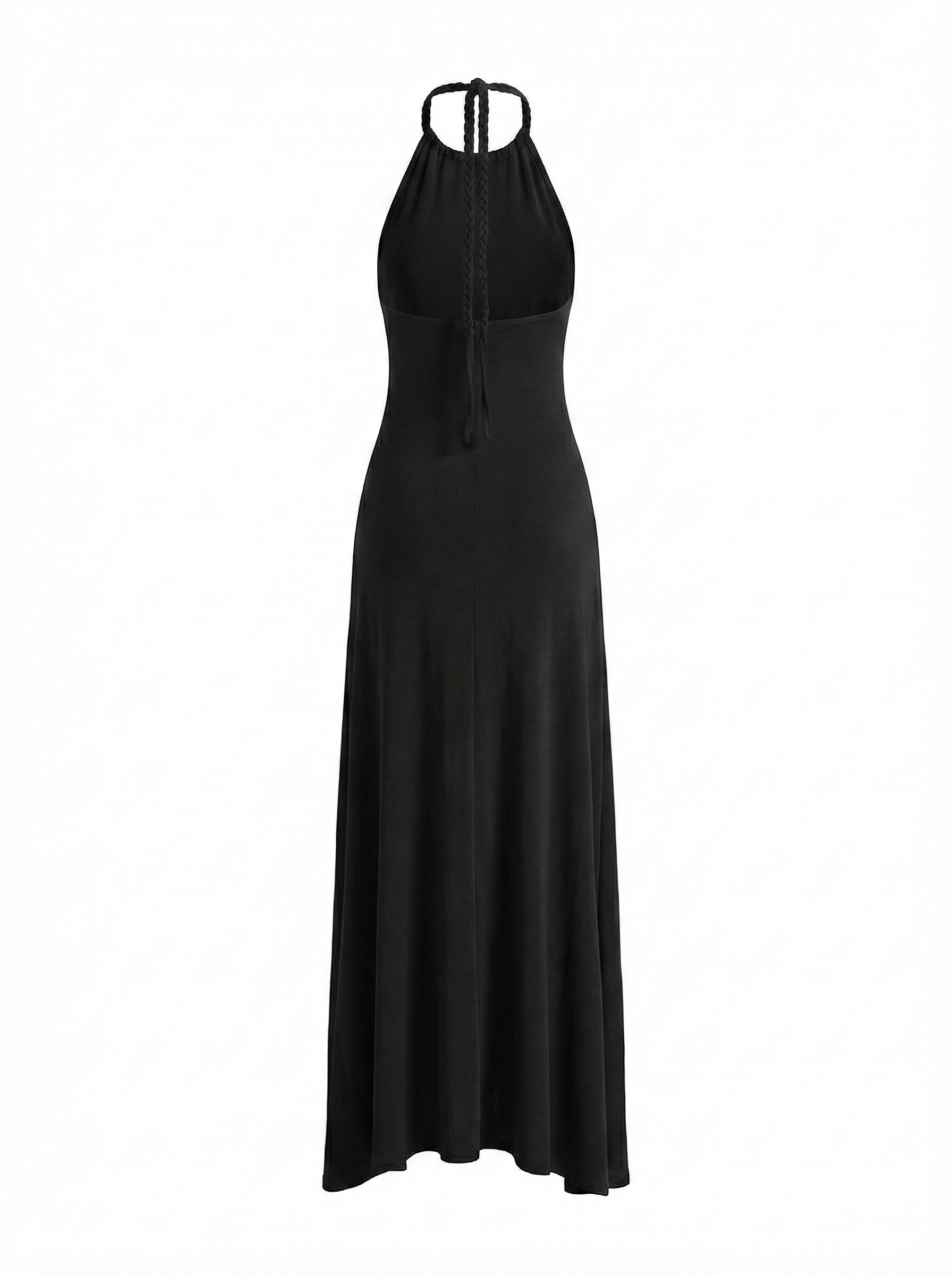 Dolled Office Draped Halter Neck Maxi Dress - Black
