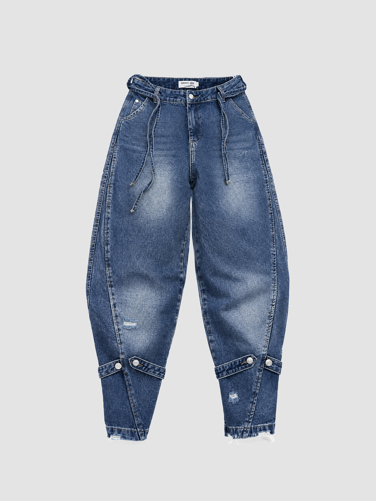 Brick Lane Tapered Paneled Denim Maxi Pants - Vintage Blue