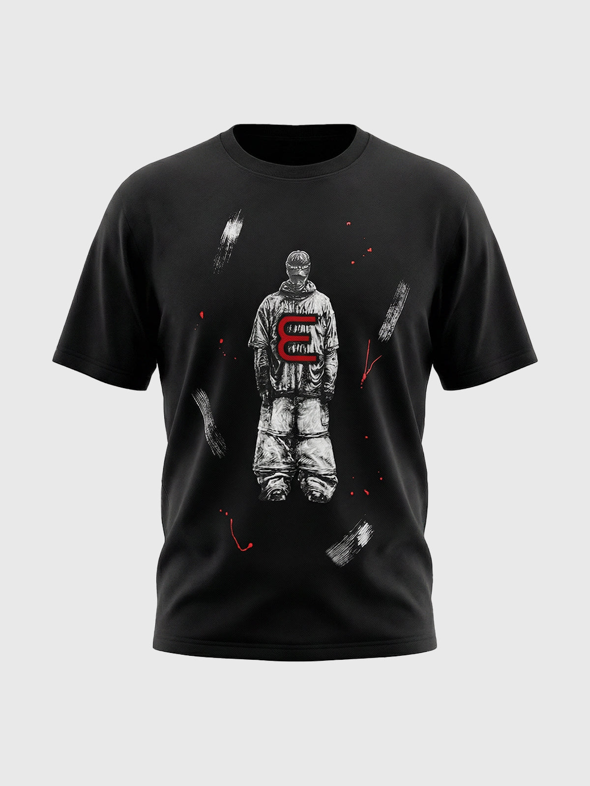 Co-ed Dorm Baggy Print T-Shirt - Black