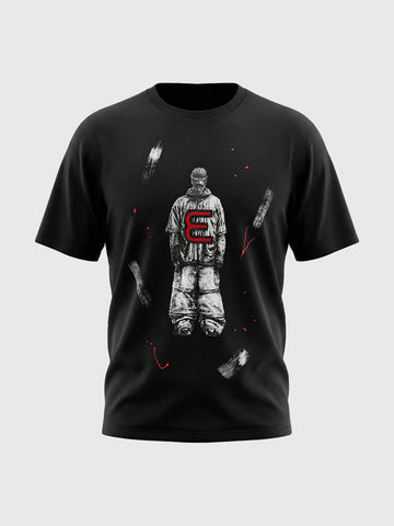 Co-ed Dorm Baggy Print T-Shirt - Black