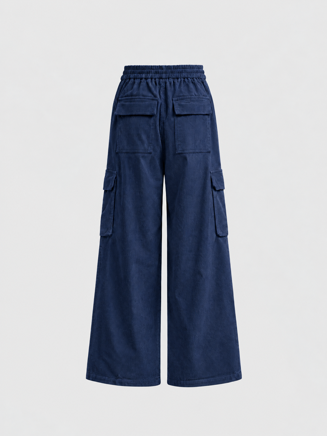Weekday Outdoor Multi-Pocket Wide-Leg Corduroy Cargo Maxi Pants - Navy Blue