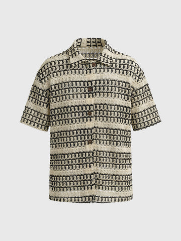 Co-ed Dorm Cutout Baggy Shirt - Mono Stripe