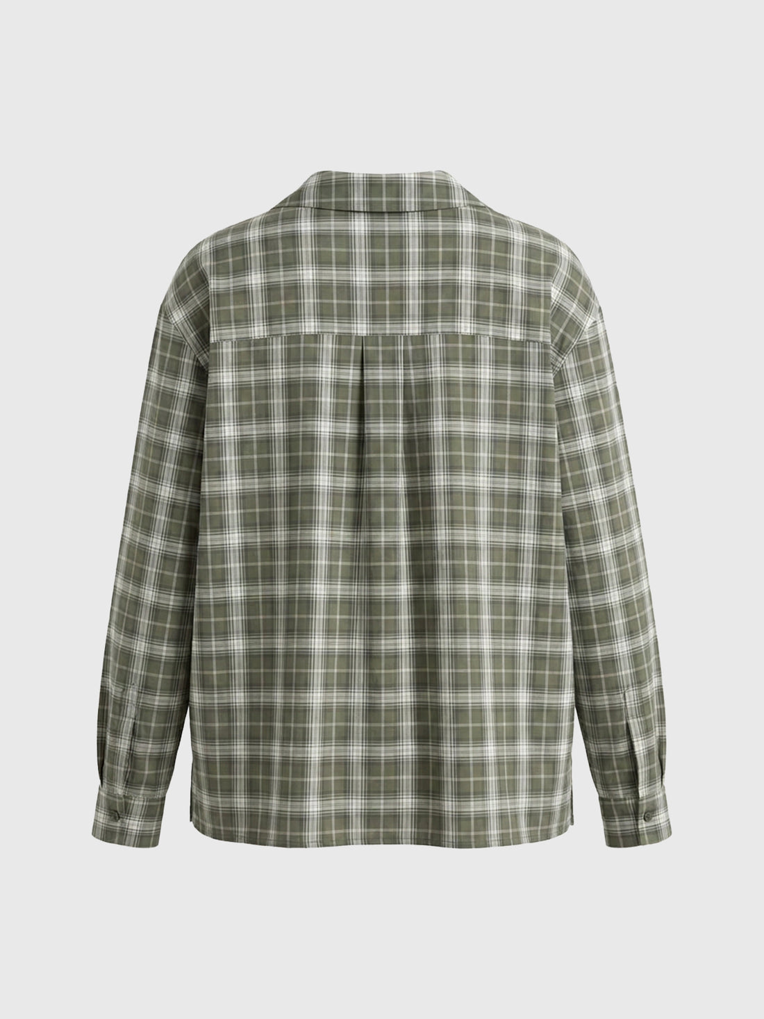 Dolled Office Plaid Tie-Front Long Sleeve Shirt - Green