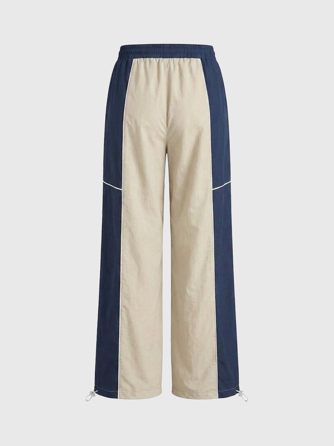 Lace Court Contrast Color Side Striped Sweatpants - Beige