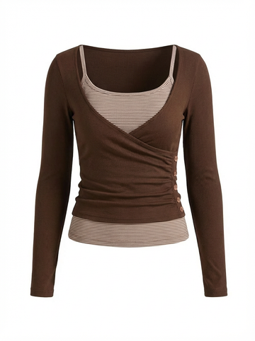 Ballet Class Sleeve Top - Coffee Brown