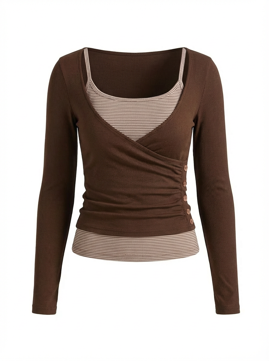 Ballet Class Sleeve Top - Coffee Brown