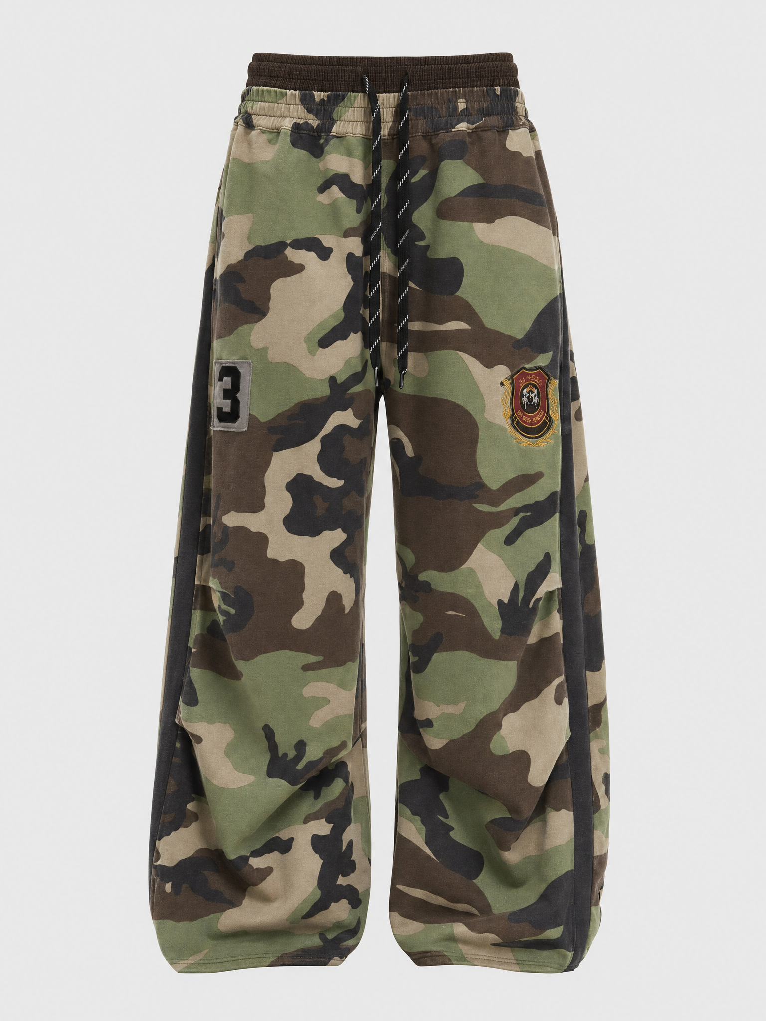 Brick Lane Wide-leg Camouflage Side Stripe Utility Pants - Camo