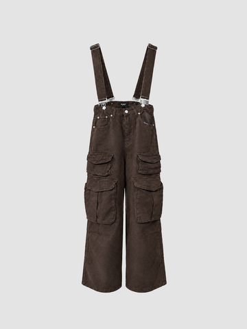 Weekday Outdoor Corduroy Utility Cargo Overalls Maxi Pants - Brown