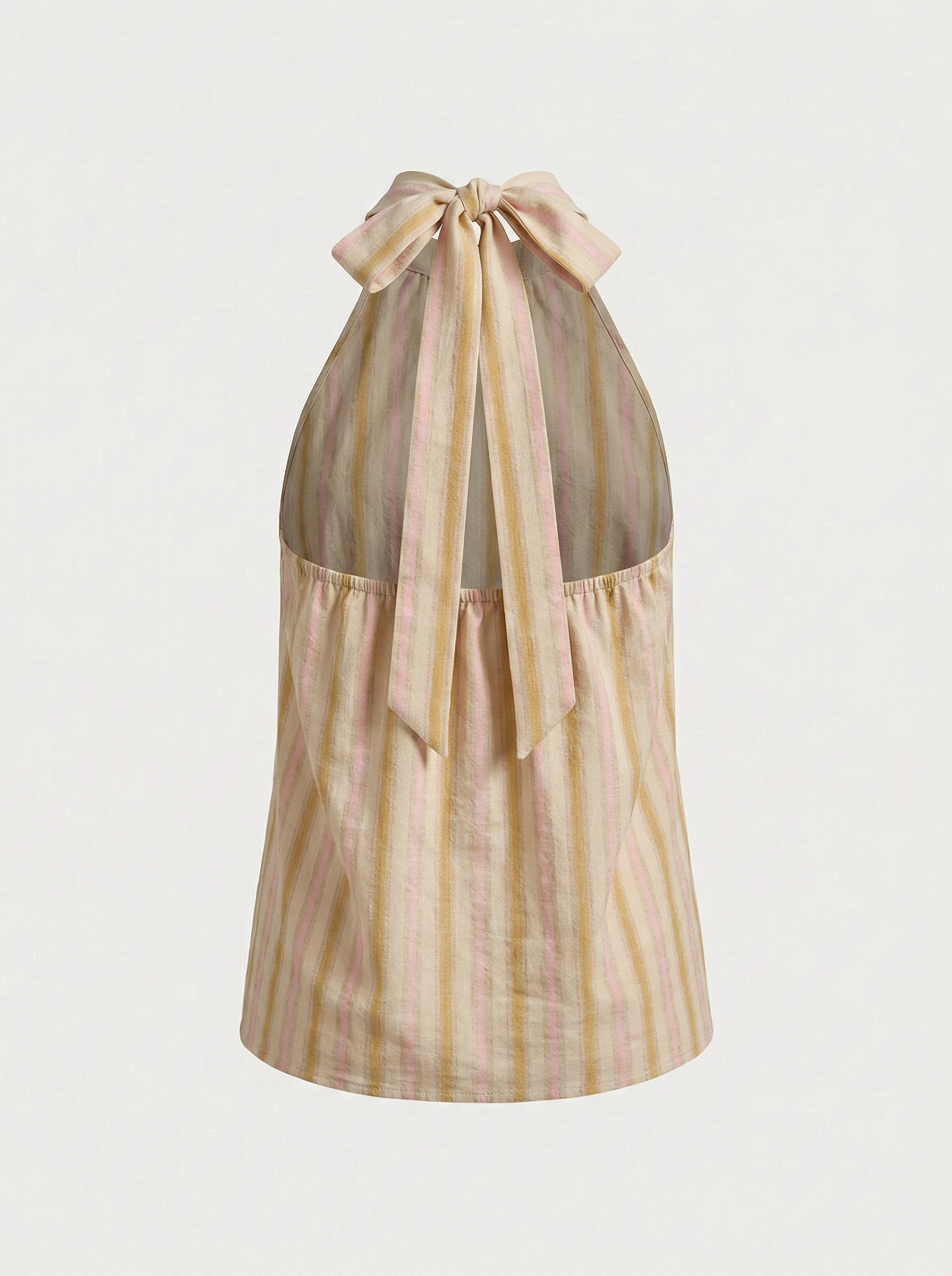 Dolled Office Halter Stripe Backless Top - Yellow