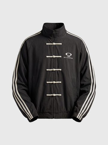 Co-ed Dorm Baggy Frog Button Track Jacket - Black