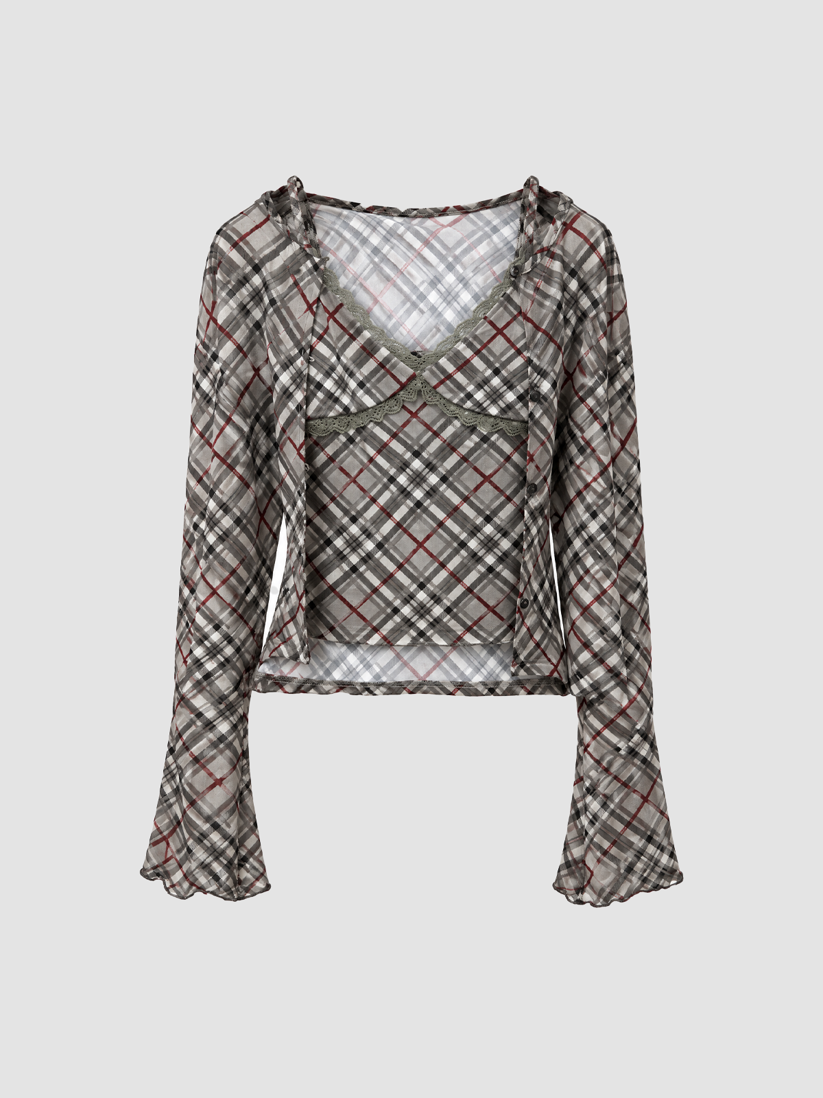 Brick Lane Animal Print V-Neck Long Sleeve Tee - Brown/Black