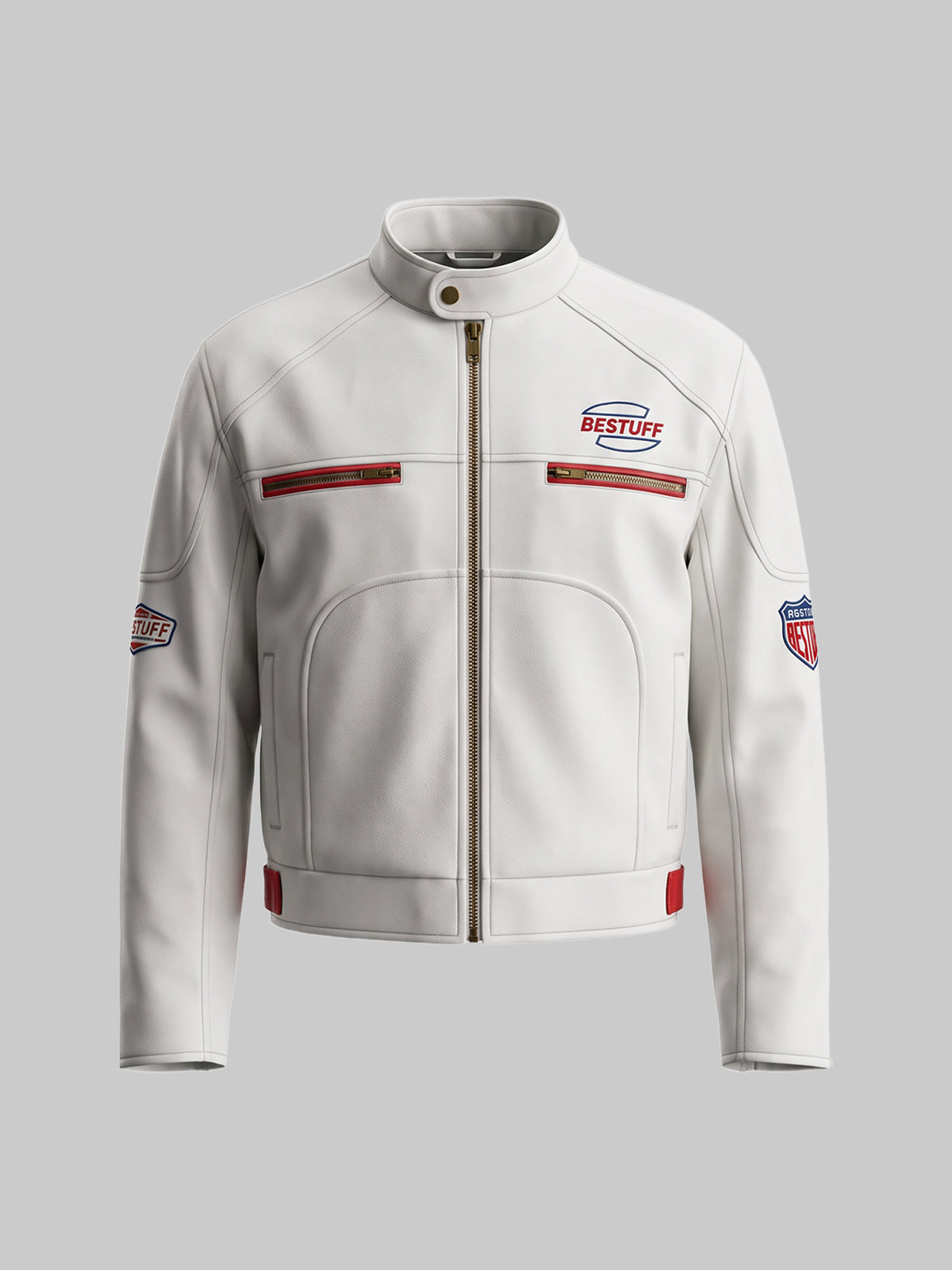 American Club Baggy Leather Racing Jacket - White