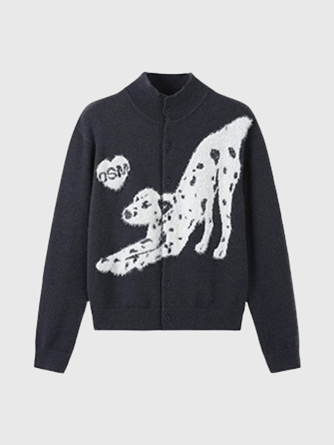 Co-ed Dorm Baggy Horse Graphic Zip-up Jacket - Black