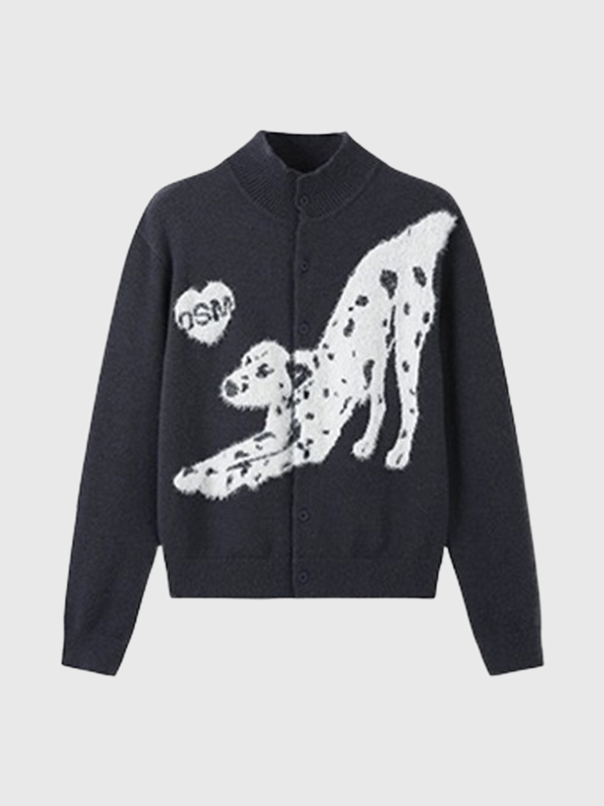 Co-ed Dorm Baggy Horse Graphic Zip-up Jacket - Black