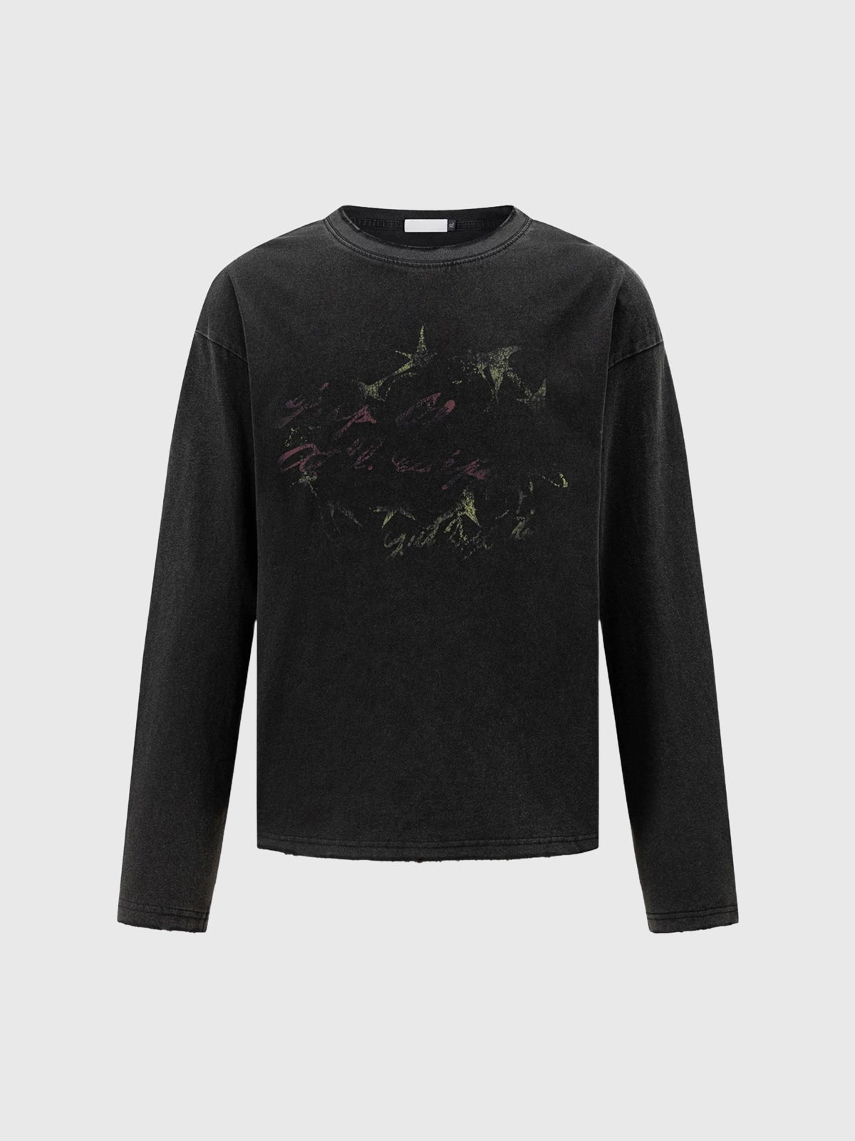 Co-ed Dorm Baggy Star Graphic Crewneck Sweatshirt - Black