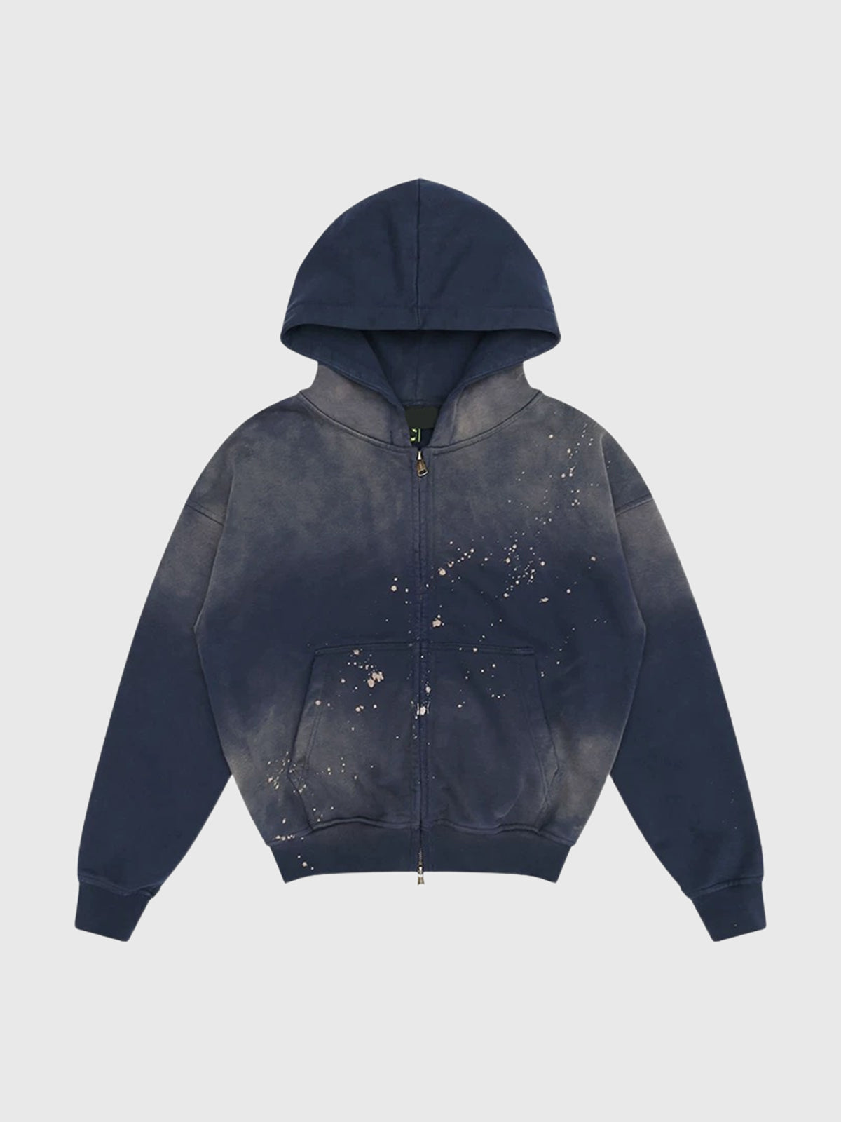 Co-ed Dorm Baggy Splash-Ink Zip-up Hoodie - Blue