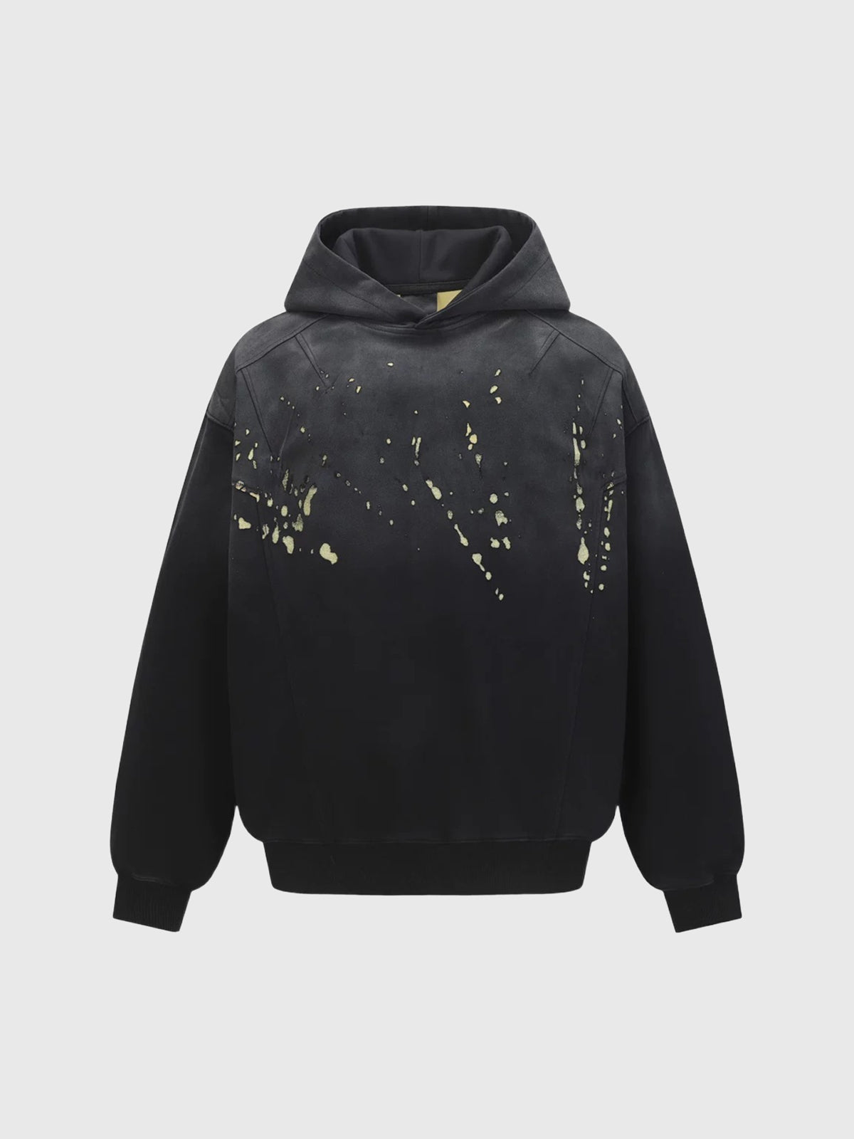 Co-ed Dorm Baggy Contrast Color Graphic Hoodie - Black