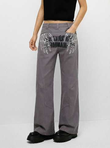 Skeletal Signal Flare Pants - Charcoal Grey