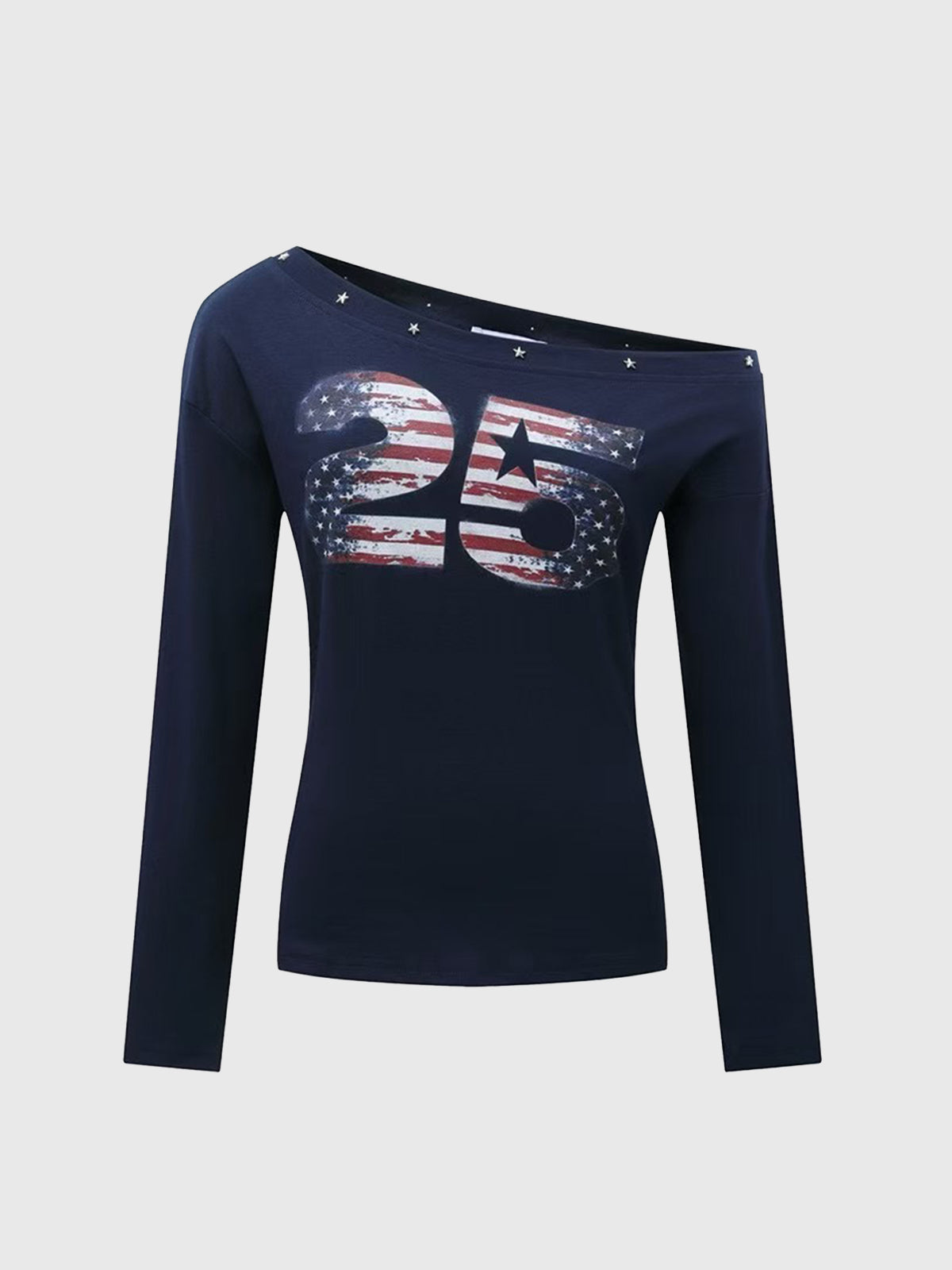 Sideline Wink Sleeve Top - Navy Blue