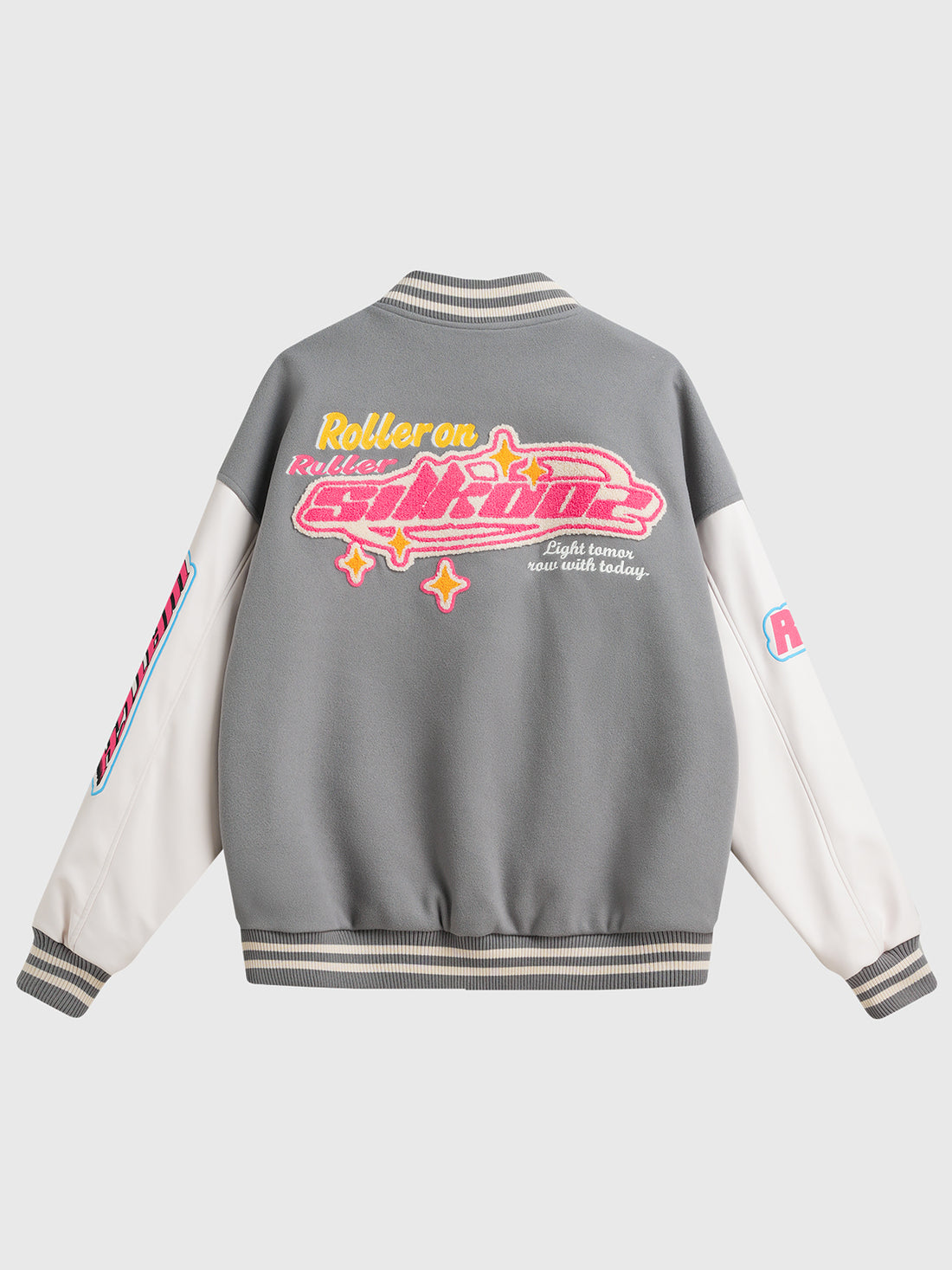 Neon Town Varsity Jacket - Grey Pink