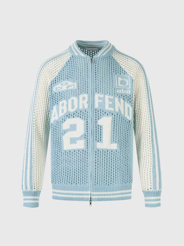 Mesh-Knit Zip-Up Sports Jacket – Powder Blue
