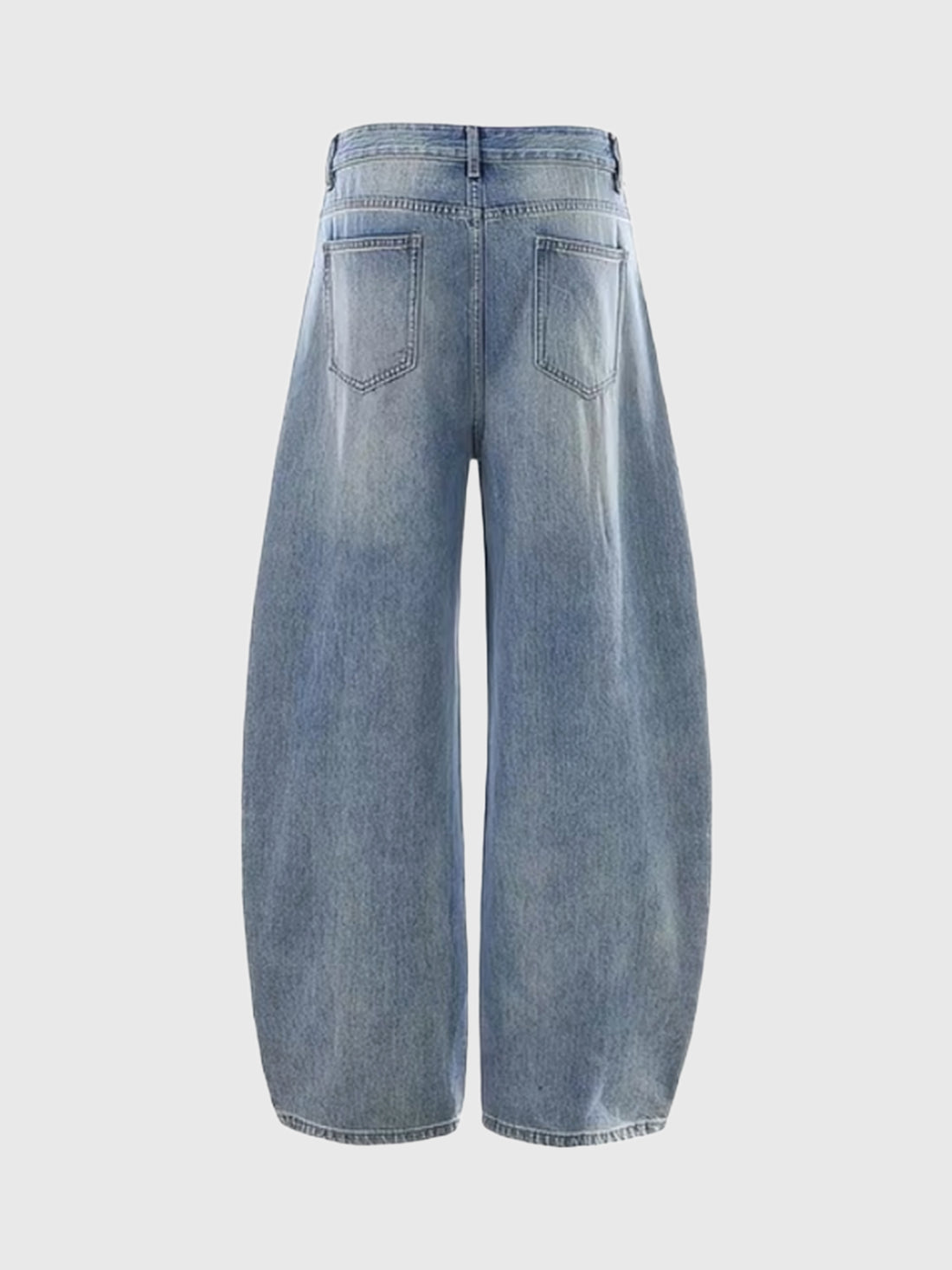 American Club Wide-leg Washed Straight Denim Maxi Pants - Blue