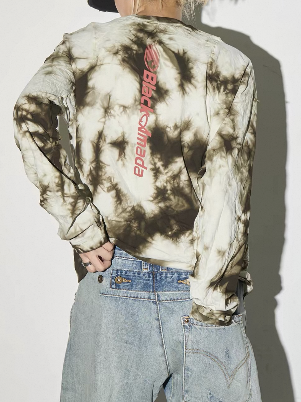 American Club Baggy Tie-Dye Hooded Top - Grey