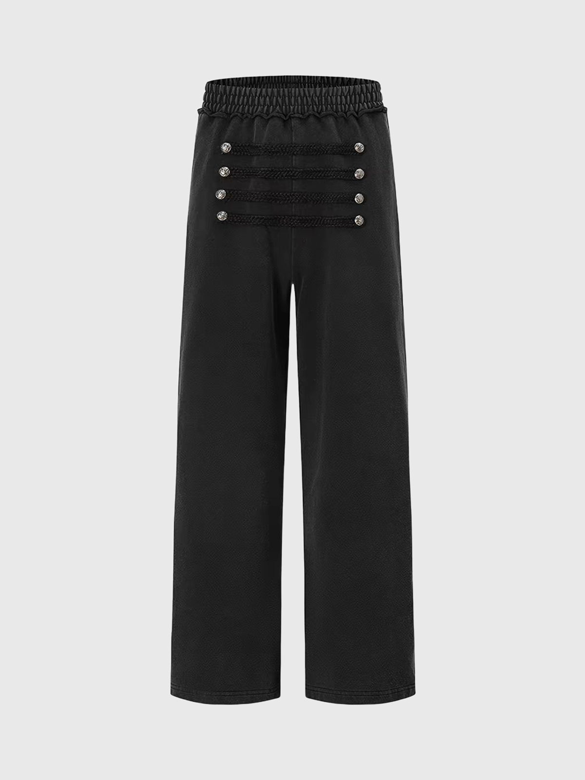 Brick Lane Double-Breasted Button Front Wide-Leg Maxi Pants - Black