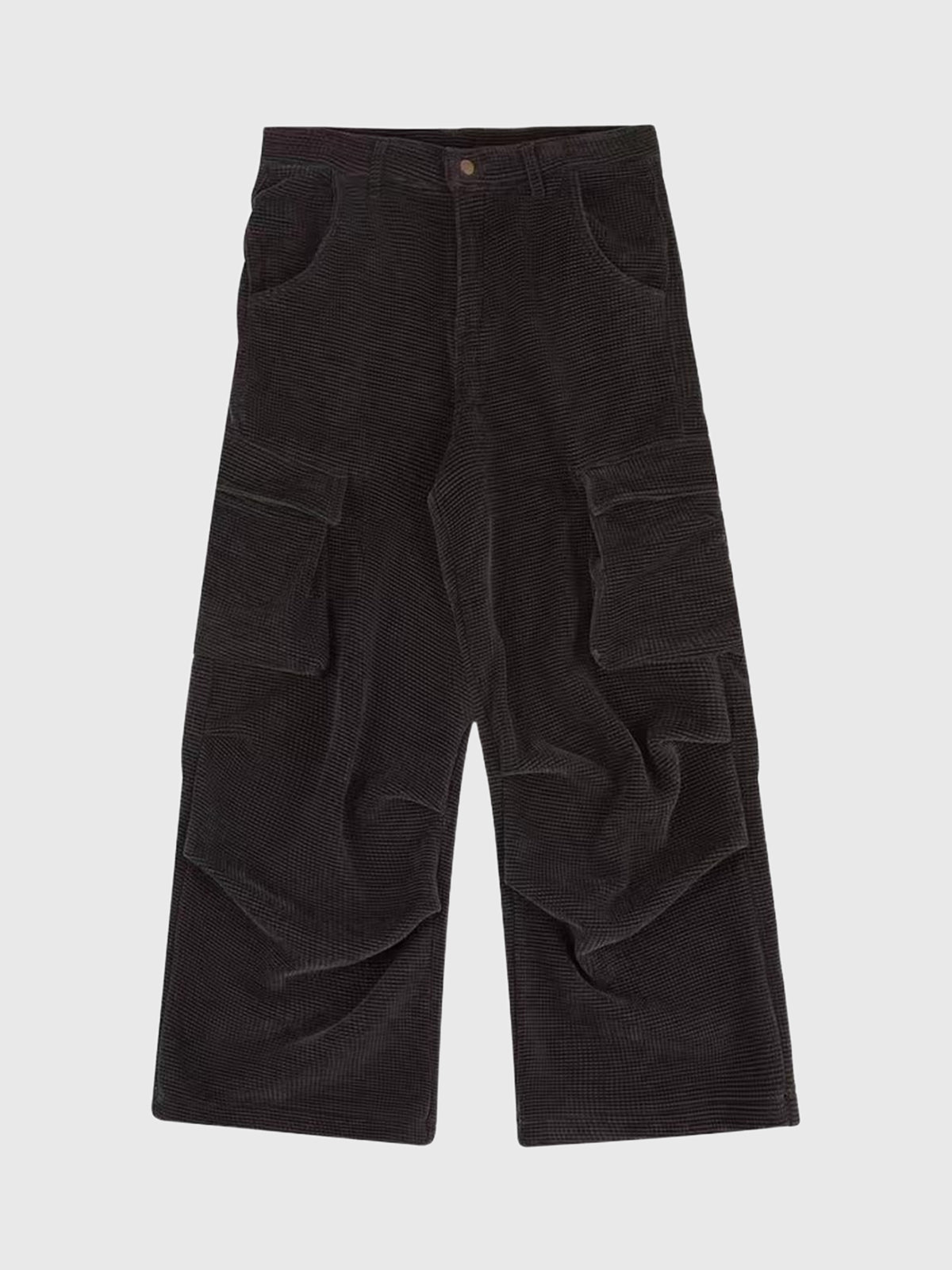 Brick Lane Wide-leg Textured Pattern Casual Maxi Pants - Black