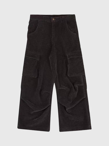 Brick Lane Wide-leg Textured Pattern Casual Maxi Pants - Black
