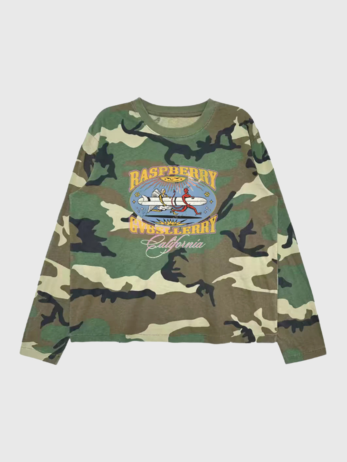 American Club Baggy Camouflage Graphic Crewneck Sweatshirt - Green
