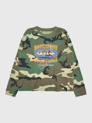 American Club Baggy Camouflage Graphic Crewneck Sweatshirt - Green