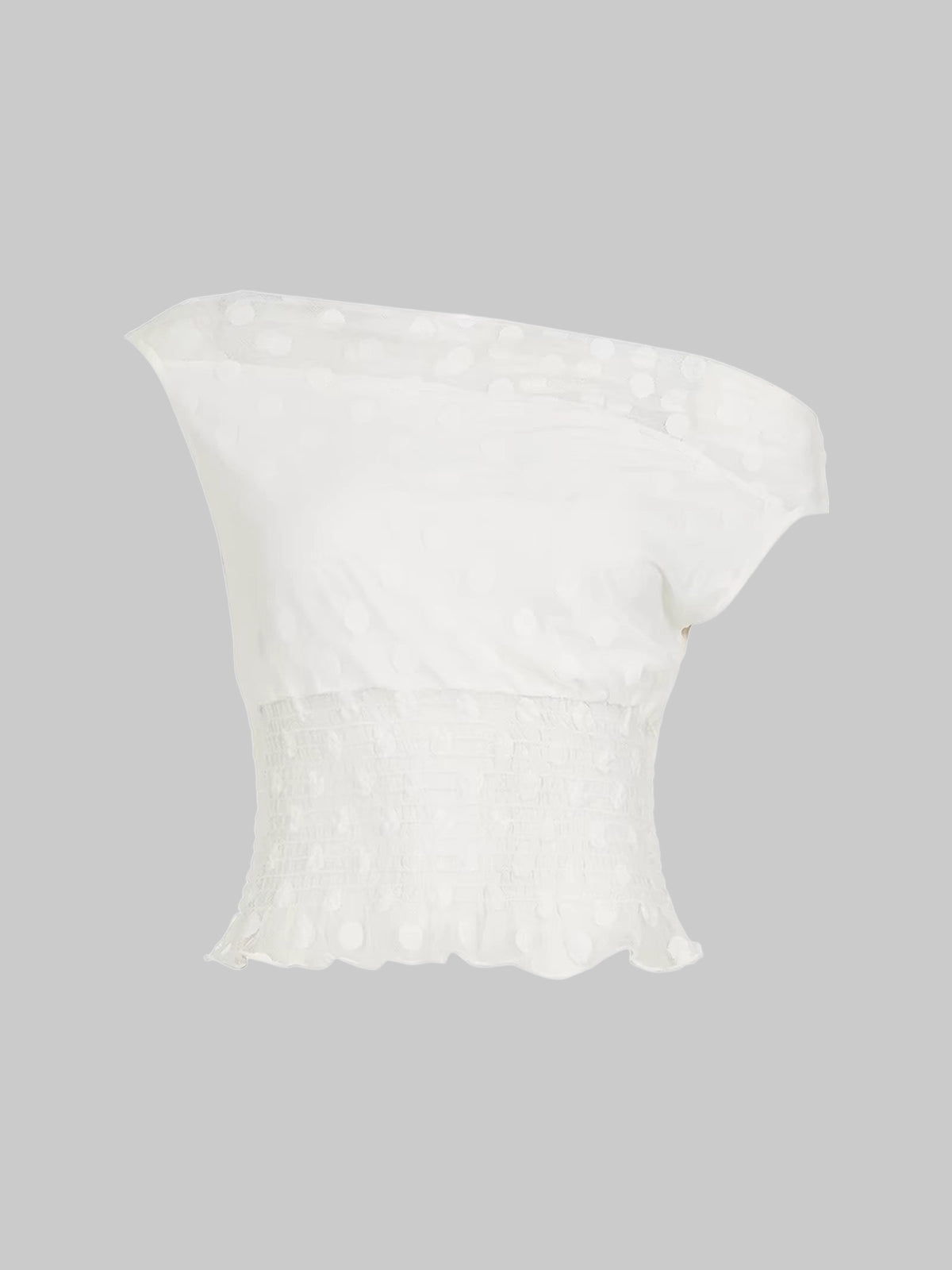 Brick Lane Asymmetric Off-Shoulder Distressed Knit Top - White