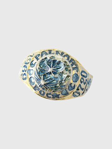 Brick Lane Vintage Turquoise Inlay Engraved Band Ring - TurquoiseA