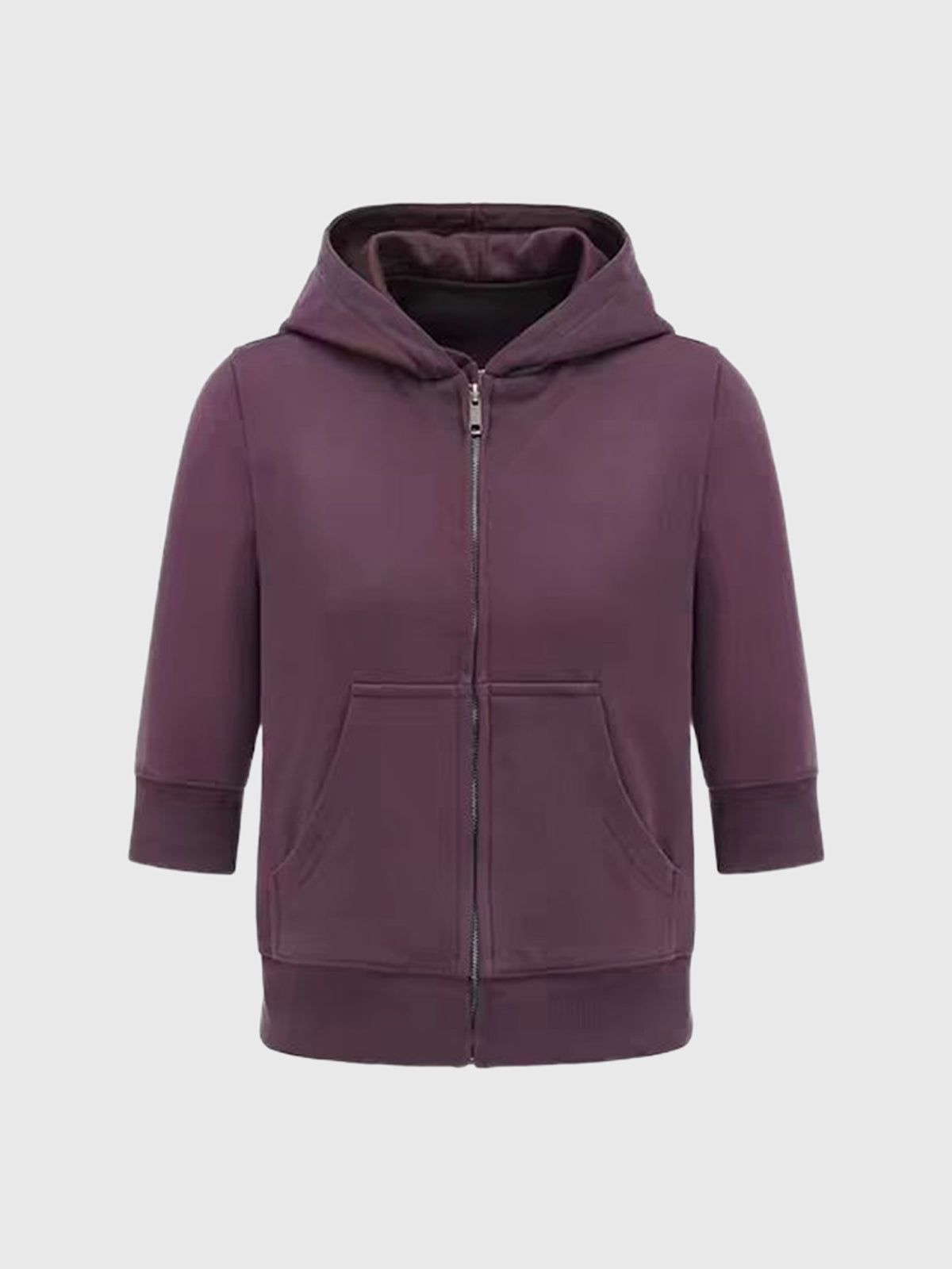 Co-ed Dorm Baggy Short Sleeve Pullover Fleece Hoodie - Purple