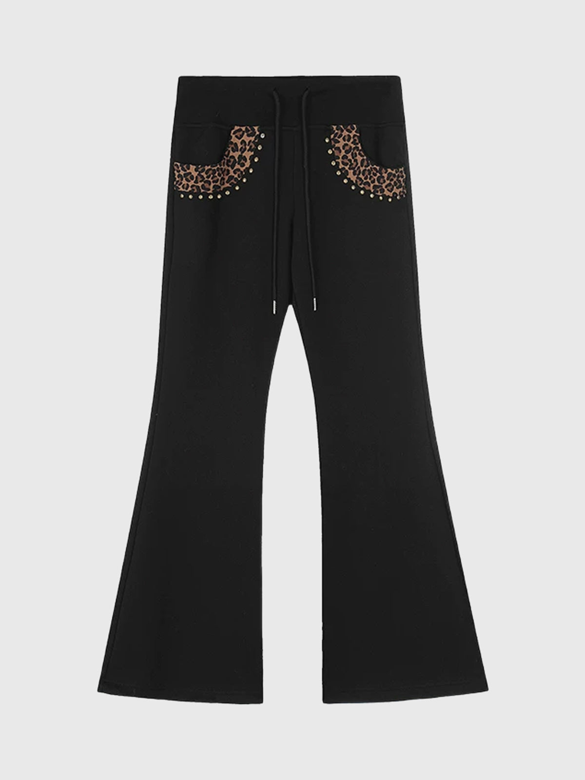 Brick Lane Low-Rise Flared Knit Maxi Pants - Black