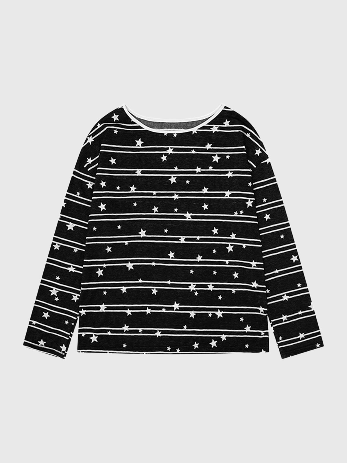 Brick Lane Striped Knit Long Sleeve Tee - Black/White
