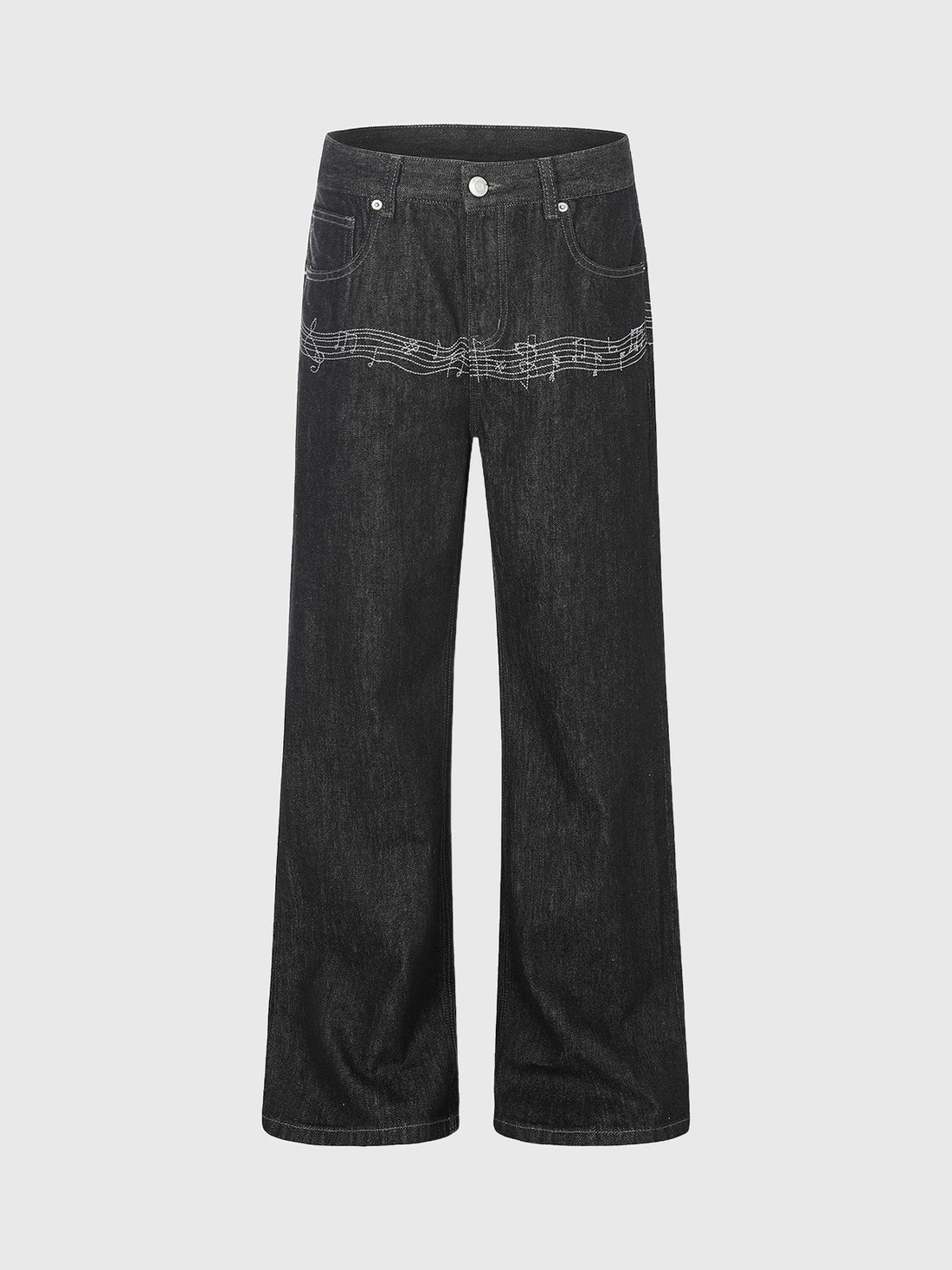 Brick Lane Wide-leg Washed Graphic Denim Maxi Pants - Blue