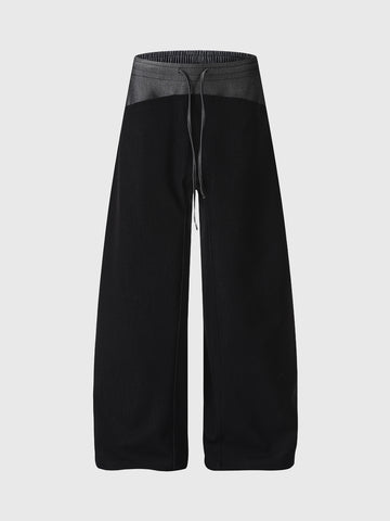 Brick Lane Wide-leg Foldover Waist Relaxed Maxi Pants - Black