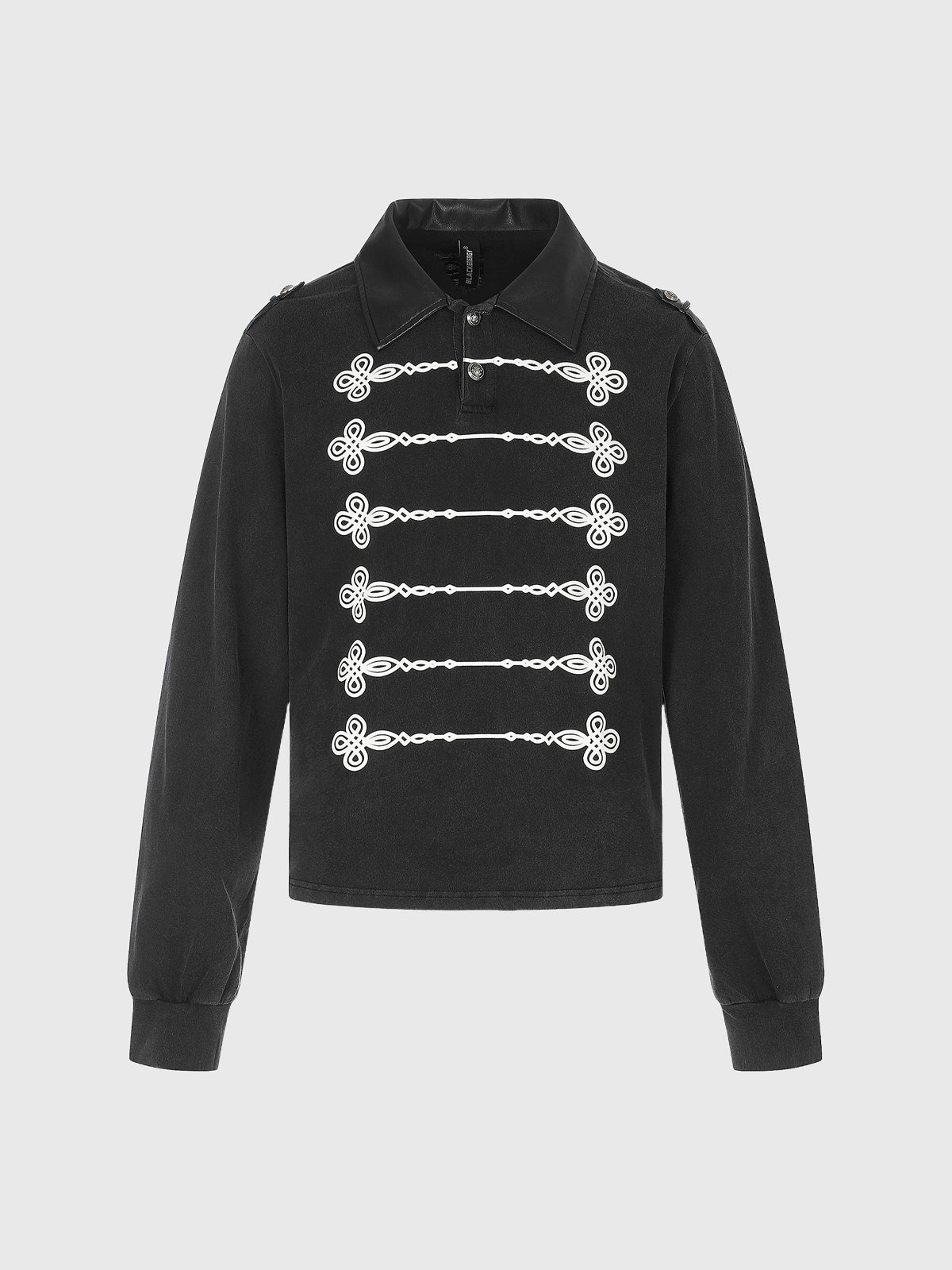 Brick Lane Skimming Letter Graphic Long Sleeve Tee - Black
