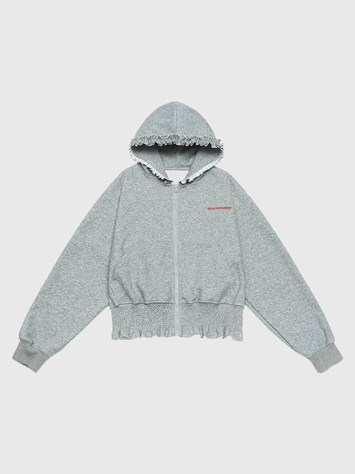 Brick Lane Graphic Print Drawstring Hoodie - Grey