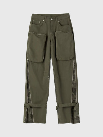 Weekday Outdoor Relaxed Wide-Leg Parachute Maxi Pants - Olive