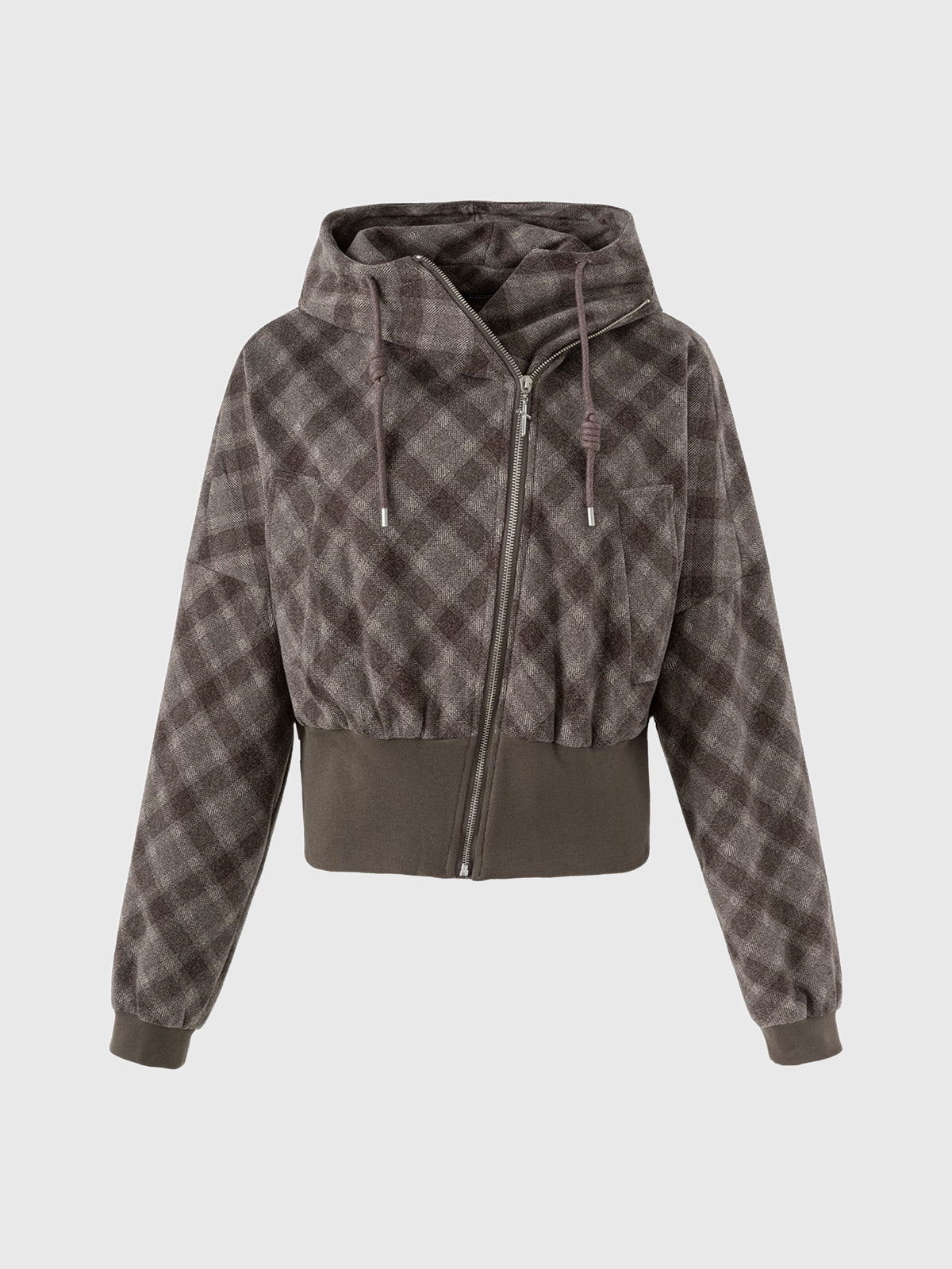 Brick Lane Funnel Neck Graphic Print Zip-Up Jacket - Charcoal