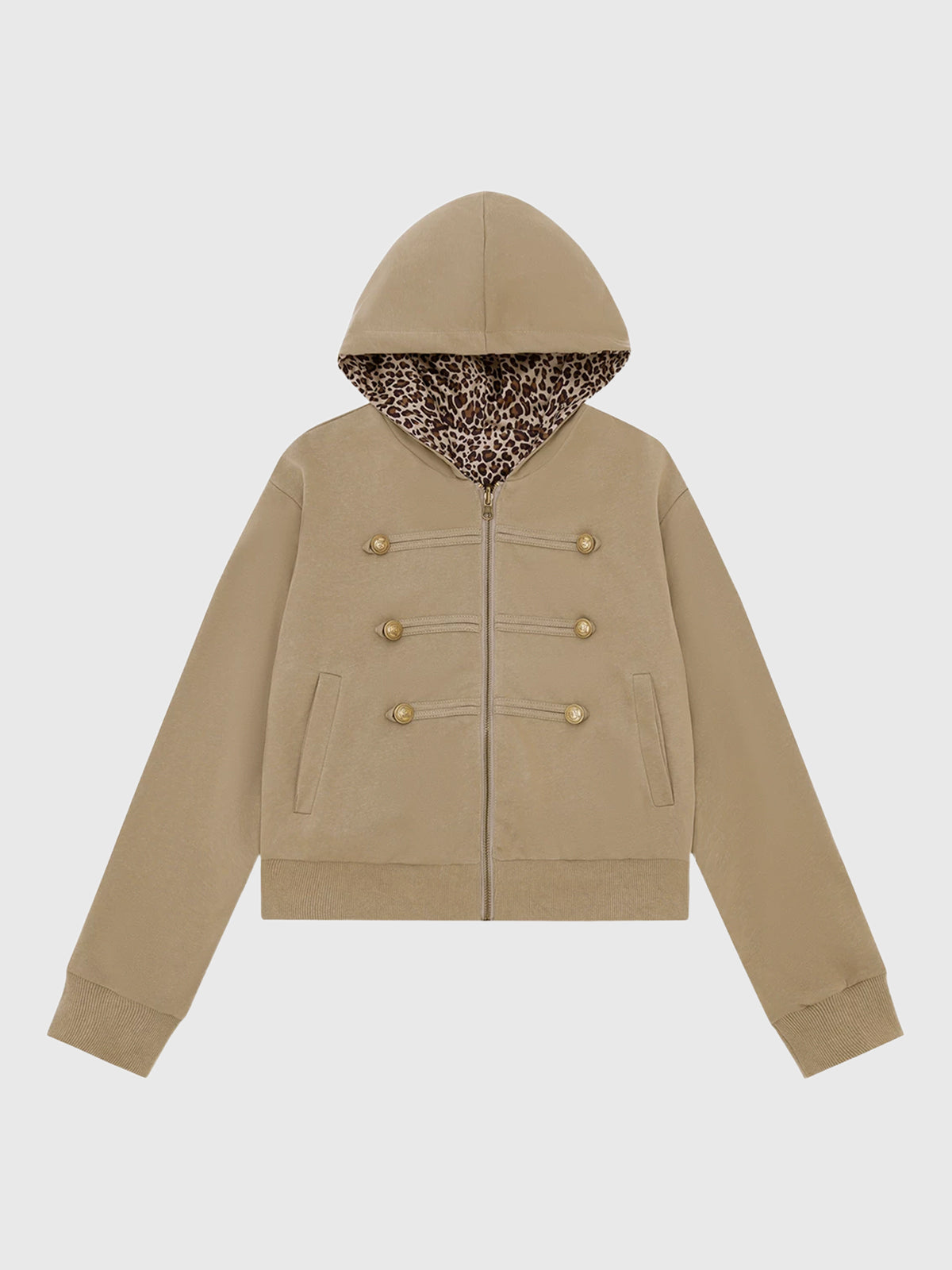 Weekday Outdoor Zip-Up Hooded Utility Windbreaker Jacket - Khaki